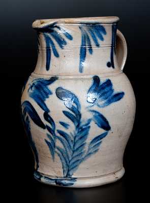 Remmey, Philadelphia Stoneware Pitcher with Triple Tulip Decoration