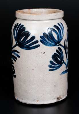 Fine Half-Gallon Baltimore Stoneware Jar w/ Bright Slip-Trailed Floral Decoration