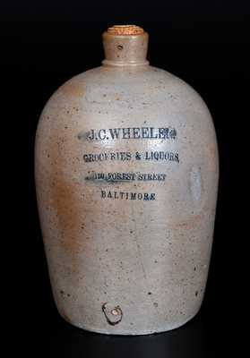 Half-Gallon Stoneware Advertising Jug for J. C. WHEELER / BALTIMORE