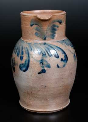 Stoneware Pitcher with Hanging Floral Decoration, Baltimore, c1835