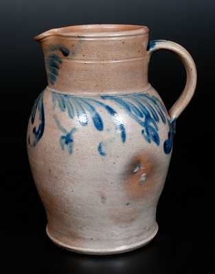 Stoneware Pitcher with Hanging Floral Decoration, Baltimore, c1835