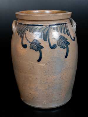 Four-Gallon att. Jeremiah Keister, Strasburg, VA Stoneware Jar w/ Hanging Floral Decoration