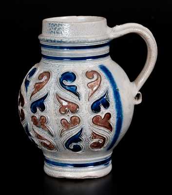 Westerwald Stoneware Mug with Cobalt and Manganese Decoration, circa 1700
