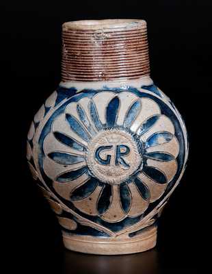 Westerwald Stoneware "GR" Mug with Incised Decoration, 18th century