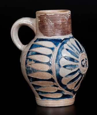 Westerwald Stoneware "GR" Mug with Incised Decoration, 18th century