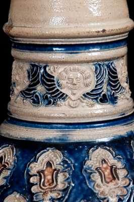 Fine Westerwald Stoneware Jug with Applied Decoration, 18th century