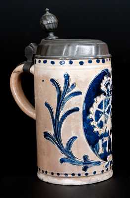 Fine Westerwald 1776 Stoneware Mug w/ American Independence Date and Elaborate Incised Decoration