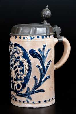 Fine Westerwald 1776 Stoneware Mug w/ American Independence Date and Elaborate Incised Decoration