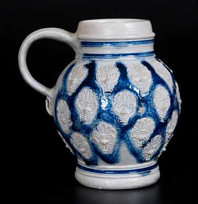 Westerwald Stoneware Mug with Applied Urn Decoration, circa 1700