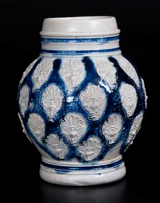 Westerwald Stoneware Mug with Applied Urn Decoration, circa 1700