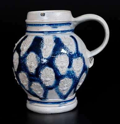 Westerwald Stoneware Mug with Applied Urn Decoration, circa 1700