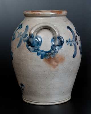 Philadelphia Stoneware Jar w/ Elaborate Floral Basket Decoration att. Henry H. Remmey, c1840