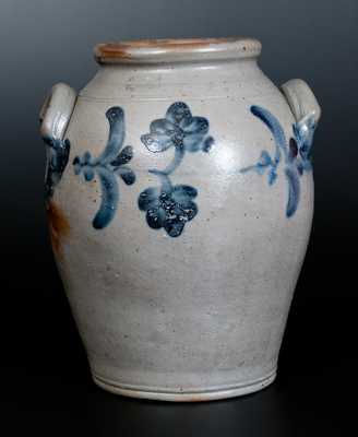 Philadelphia Stoneware Jar w/ Elaborate Floral Basket Decoration att. Henry H. Remmey, c1840