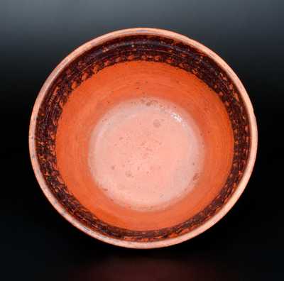 Large-Sized JOHN BELL / WAYNESBORO Redware Bowl w/ Sponged Manganese Interior