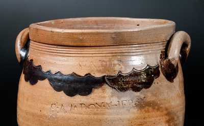 Very Rare WARNE / S. AMBOY. N. JERSY Three-Gallon Stoneware Jar