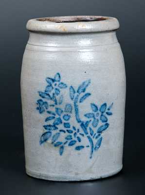 Western PA Stoneware Canning Jar with Stenciled Floral Decoration