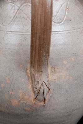 M. L. Owen Stoneware Pitcher with Pecking Chicken Decoration, Seagrove, NC, 1980