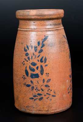 Western PA Stoneware Wax Sealer with Stenciled Rose Decoration