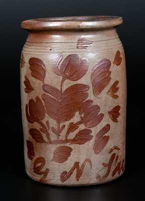 G. N. Fulton, Alleghany County, VA Stoneware Jar with Manganese Floral Decoration