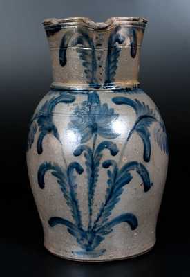 Extremely Rare J. KEISTER & CO. / STRASBURG, VA Three-Gallon Stoneware Pitcher w/ Elaborate Floral Decoration