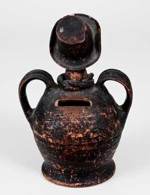 Exceptional African American Figural Redware Bank