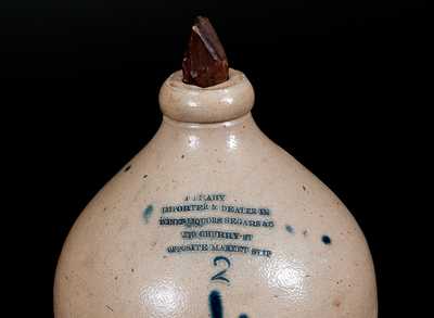 Stoneware Jug w/ Five-Line New York City (Market Slip) Advertising