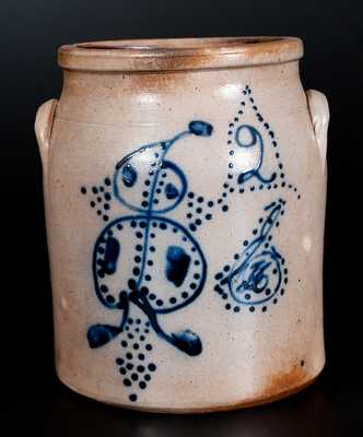 Rare HART'S / FULTON (NY) 1874 Dated Stoneware Jar w/ Slip-Trailed Humanoid Figures