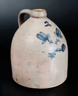Two-Gallon Stoneware Jug with Cobalt Floral Decoration