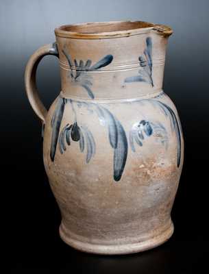 2 Gal. Stoneware Pitcher with Hanging Floral Decoration, Pennsylvania, circa 1860