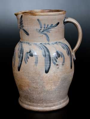 2 Gal. Stoneware Pitcher with Hanging Floral Decoration, Pennsylvania, circa 1860
