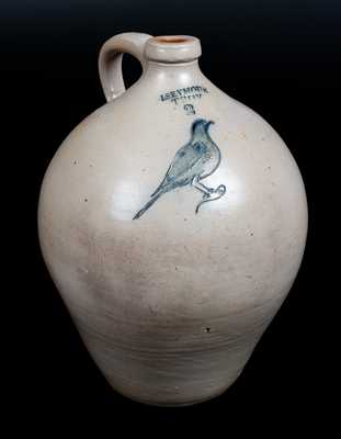 I. SEYMOUR / TROY Ovoid Stoneware Jug w/ Incised Bird Decoration