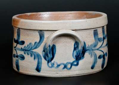 Philadelphia Stoneware Cake Crock w/ Cobalt Floral Decoration, c1850