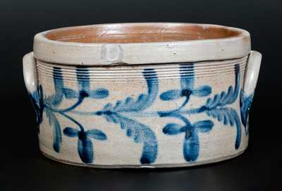 Philadelphia Stoneware Cake Crock w/ Cobalt Floral Decoration, c1850