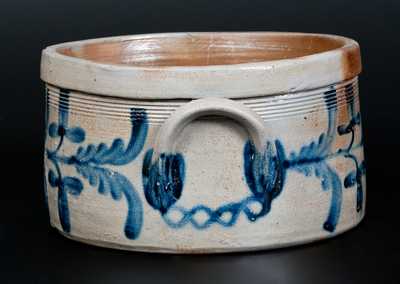 Philadelphia Stoneware Cake Crock w/ Cobalt Floral Decoration, c1850