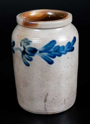 Philadelphia Half-Gallon Stoneware Jar with Floral Decoration, Philadelphia, c1845
