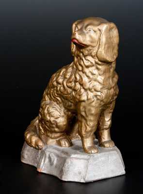 Very Rare SPEESE & SON / GETTYSBURG, PA Cold-Painted Redware Spaniel on Base