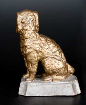 Very Rare SPEESE & SON / GETTYSBURG, PA Cold-Painted Redware Spaniel on Base