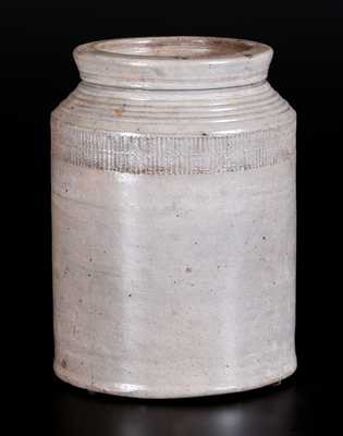 Rare T. W. + J. L. (Thomas Warne & Joshua Letts) Stoneware Jar, South Amboy, NJ, early 19th century