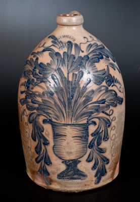 M. & T. MILLER / NEWPORT, PA Stoneware Jug w/ Flowering Urn
