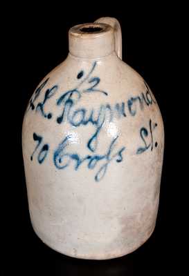 Stoneware Jug w/ Script Paterson, NJ Advertising for