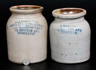 Lot of Two: Unusual Stoneware Jars w/ Impressed BROOKLYN Advertising