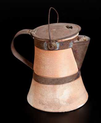 Unusual Zanesville, Ohio, Pottery and Tin Coffeepot, late 19th century