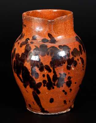 Fine New England Redware Pitcher, possibly Bristol County, MA, c1800