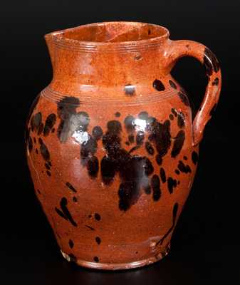 Fine New England Redware Pitcher, possibly Bristol County, MA, c1800