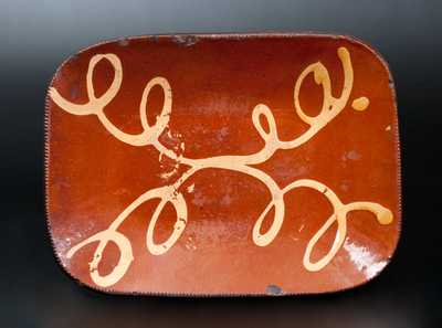 Redware Platter with Yellow Slip Decoration, Norwalk, CT, circa 1840