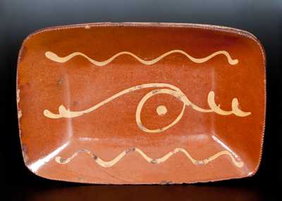 Slip-Decorated Redware Loaf Dish, Norwalk, CT, circa 1840