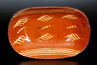 Redware Loaf Dish with Yellow Slip Decoration, Pennsylvania, circa 1830