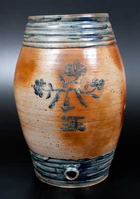 Monumental GOODWIN & WEBSTER / HARTFORD Stoneware Keg w/ Incised Floral Decoration