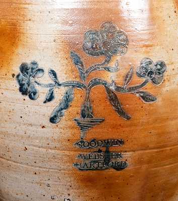 Monumental GOODWIN & WEBSTER / HARTFORD Stoneware Keg w/ Incised Floral Decoration