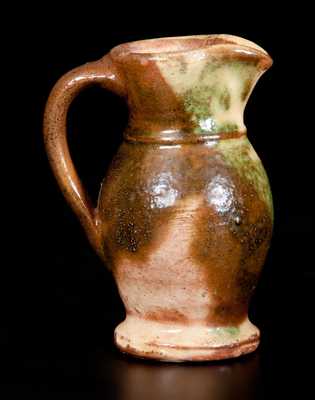 Scarce Miniature Multi-Glazed Redware Pitcher, Strasburg, VA, circa 1890